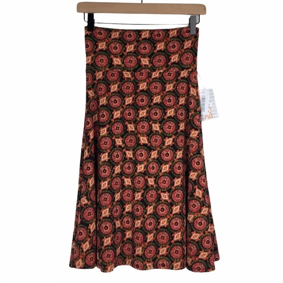 LULAROE Azure Skirt Knee Length Southwestern Windmill Flowy Stretchy Size XS NWT - Picture 13 of 13